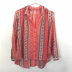 Free People Sheer Tunic Tie-Back Top